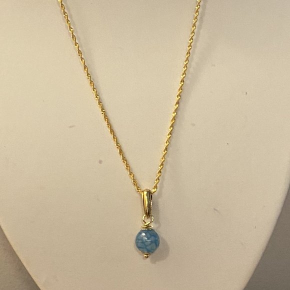 NEW genuine natural faceted Sky-Blue Fire Agate necklace - Picture 3 of 3